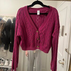 Abound Cropped Knit Cardigan Sweater, size XL